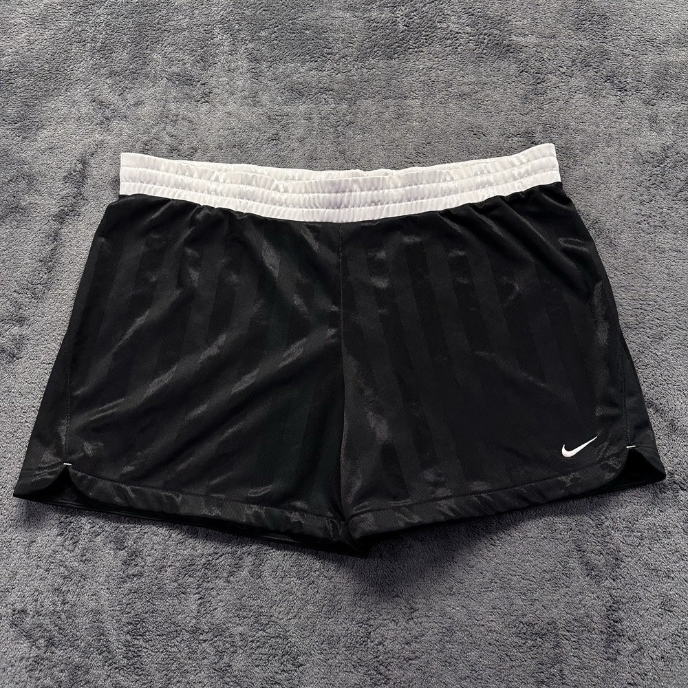 Nike Women's Athletic Shorts Size Large Black White Training Gym Running Y2K